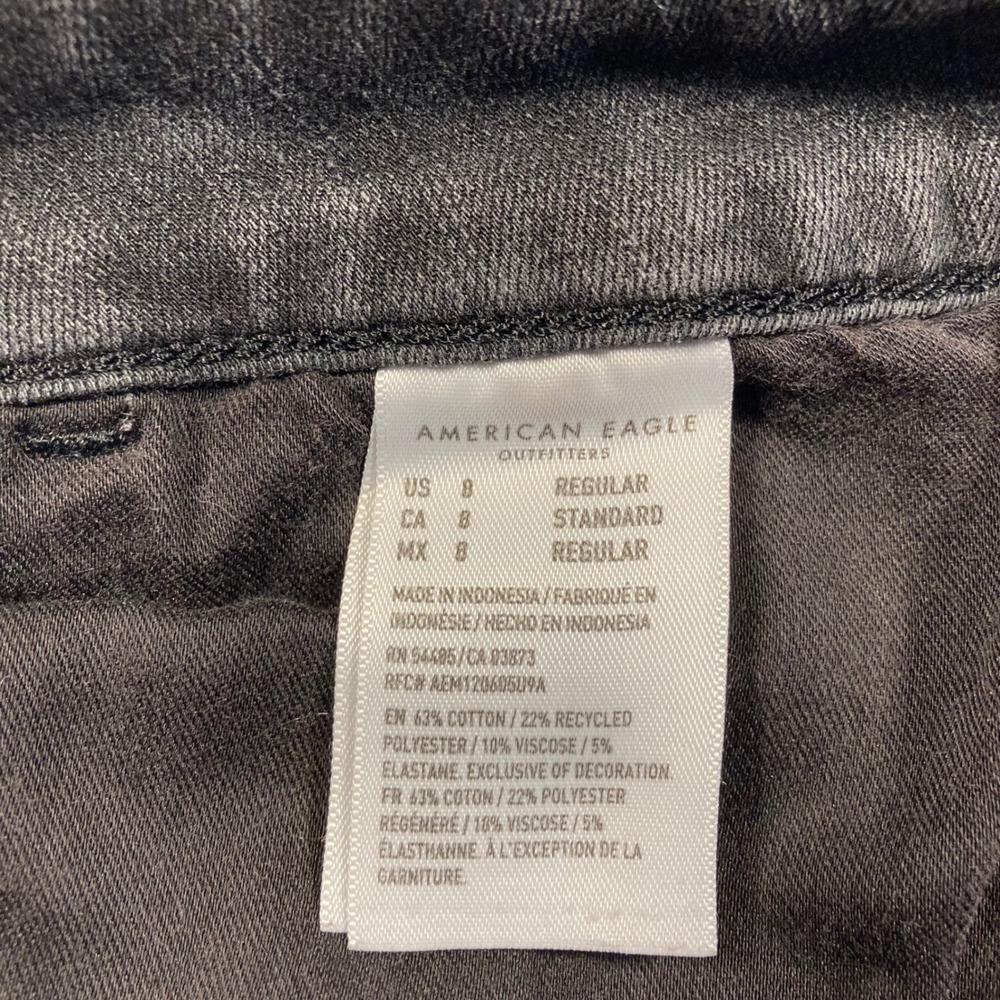 American Eagle Jeans Womens 8 Regular Black Skinny High Rise Dream Stretch Faded - Picture 3 of 8